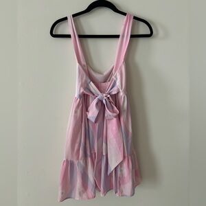 Aurora Bubble Crepe Swirl Square Neckline Dress in Pink